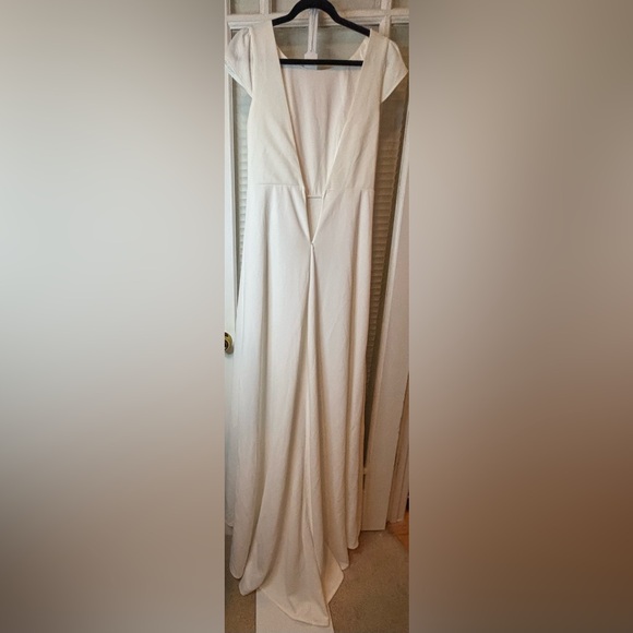 Lulus Ruffle Sleeve Dress With Train-Medium - Picture 8 of 16